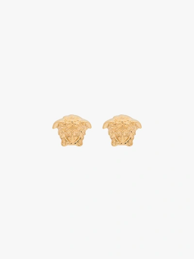 Versace Metallic Medusa Stud Earrings In Metallic