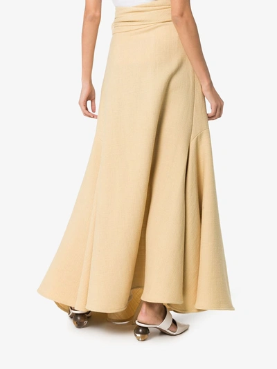 Shop Jacquemus Wrap Wool Blend Maxi Skirt In Pale Yellow