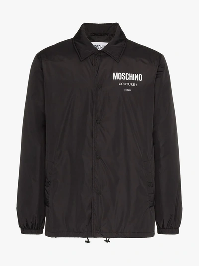 Shop Moschino Logo Print Jacket In Black