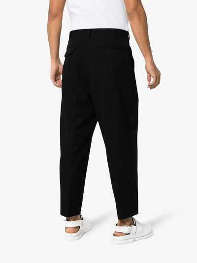 Shop Comme Des Garçons Homme Deux Comme Des Garçons Homme Plus Black Wide Leg Cropped Wool Trousers