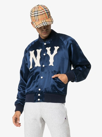 Shop Gucci Jacket With Ny Yankees™ Patch In Blue