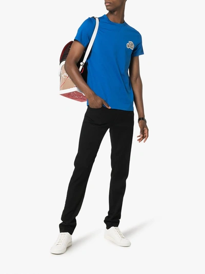 Shop Moncler Logo Patch Cotton T-shirt In Blue