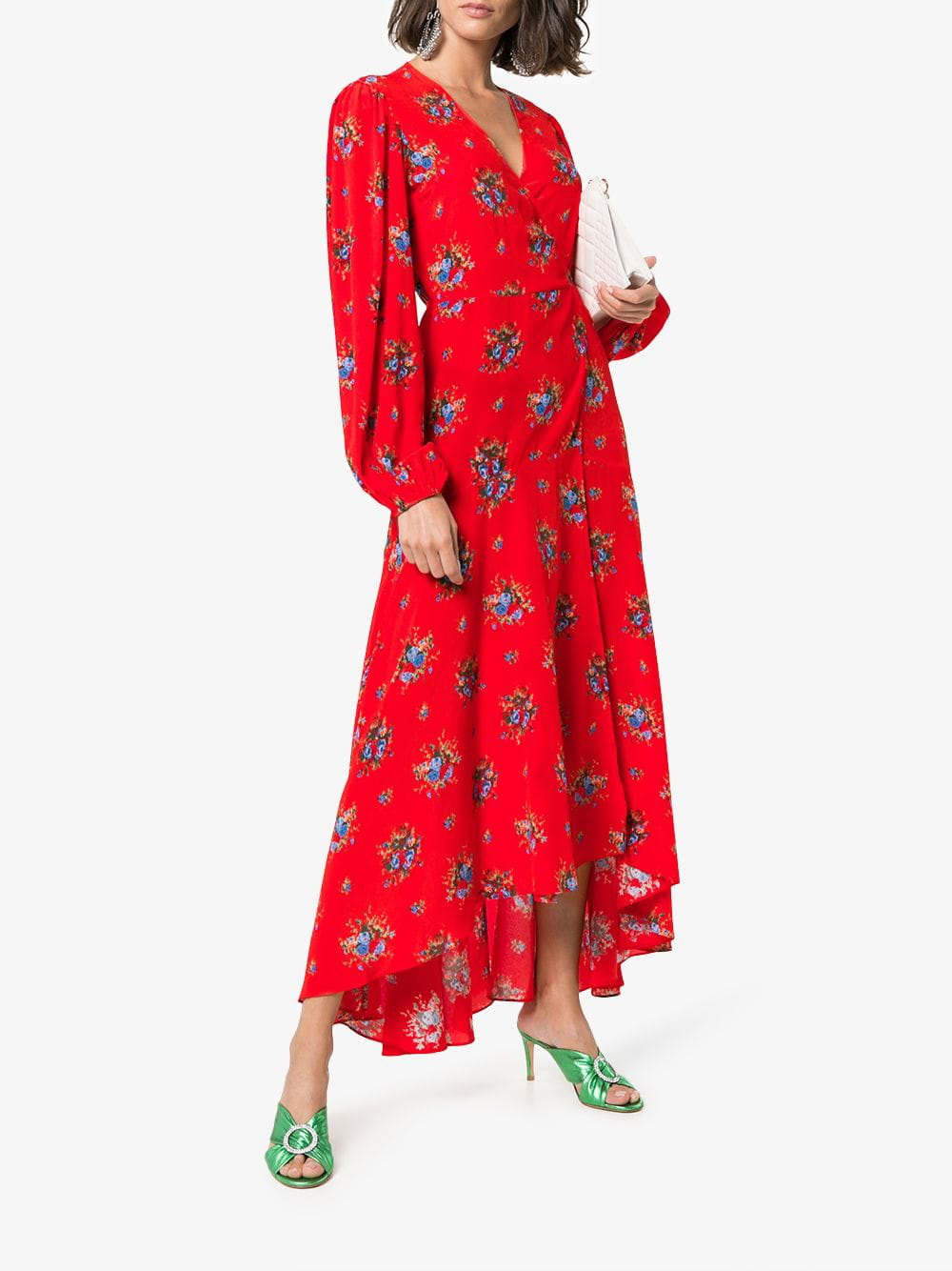 ganni wrap dress red