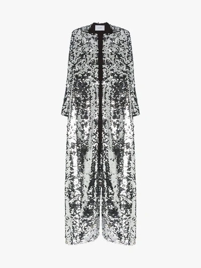 Shop We Are Leone Morgan Sequin Embellished Maxi Coat In Grey