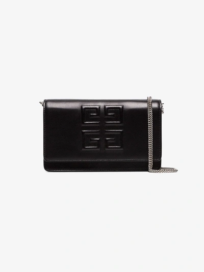 Shop Givenchy Black Logo Embossed Small Leather Bag