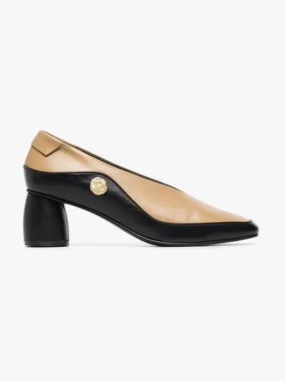 Shop Reike Nen Black And Beige 60 Leather Pumps In Nude/neutrals