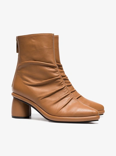 Shop Reike Nen Camel Shirring 80 Leather Ankle Boots In Brown