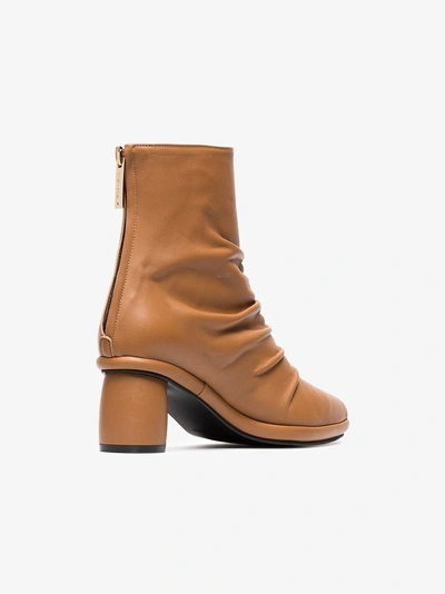 Shop Reike Nen Camel Shirring 80 Leather Ankle Boots In Brown