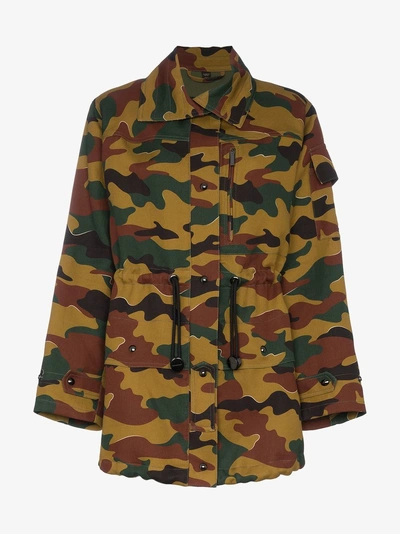 Shop Burberry Boyfriend Fit Camouflage Print Jacket In Green