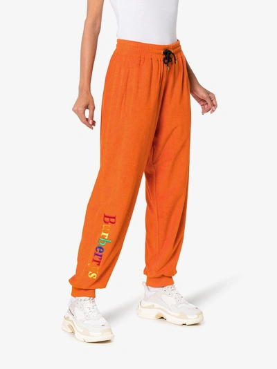 Shop Burberry Archive Logo Towelling Sweatpants In Yellow/orange