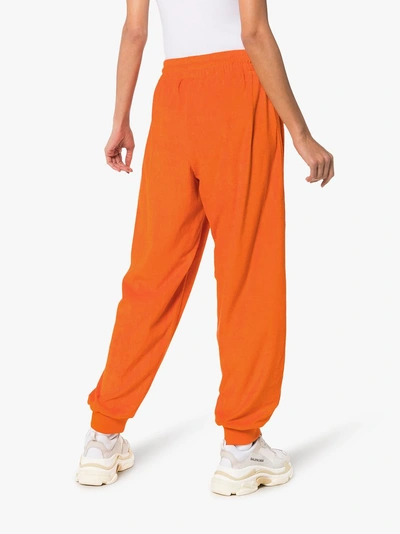 Shop Burberry Archive Logo Towelling Sweatpants In Yellow/orange