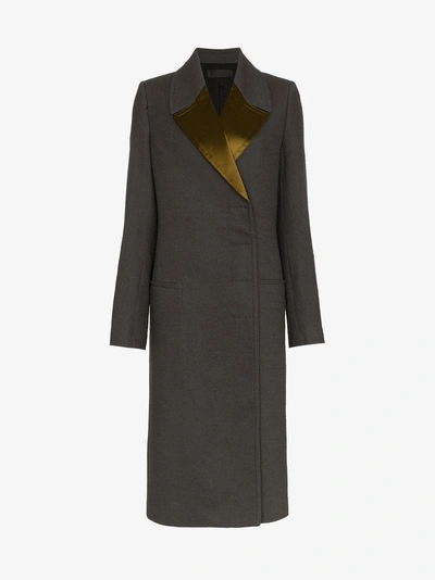Shop Haider Ackermann Double-breasted Long Coat In Grey