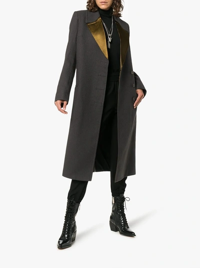 Shop Haider Ackermann Double-breasted Long Coat In Grey