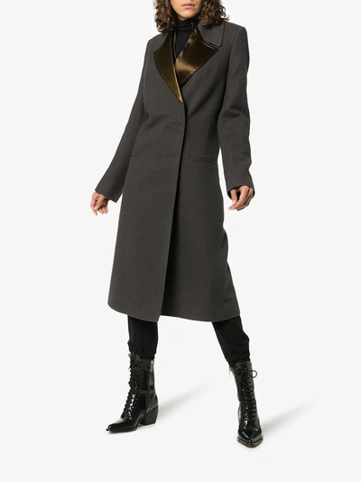 Shop Haider Ackermann Double-breasted Long Coat In Grey