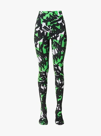 Shop Burberry Graffiti Print Leggings In Green