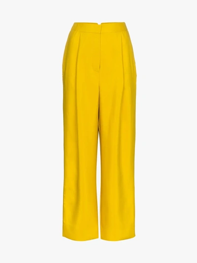 Shop Roksanda Radella Wool-blend Trousers In Yellow/orange