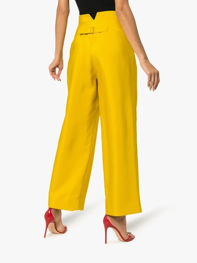 Shop Roksanda Radella Wool-blend Trousers In Yellow/orange