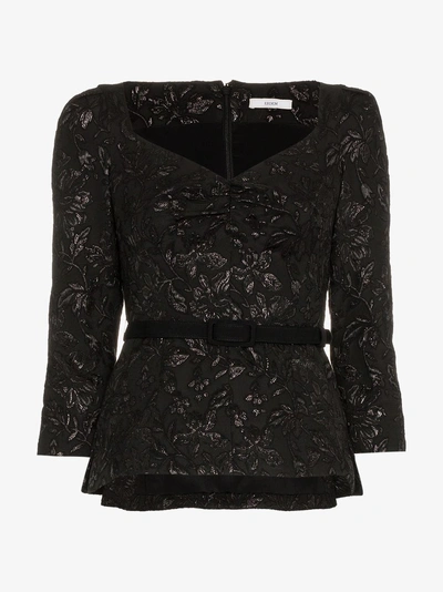 Shop Erdem Valda Floral Jacquard Top In Black