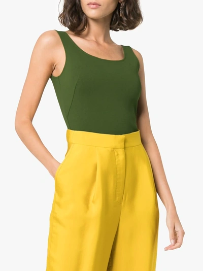 Shop Vika Gazinskaya Scoop Neck Bodysuit In Green