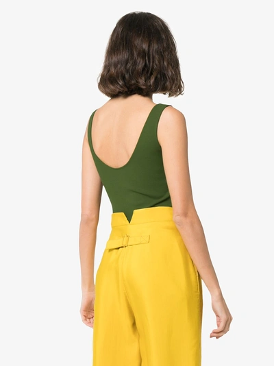 Shop Vika Gazinskaya Scoop Neck Bodysuit In Green