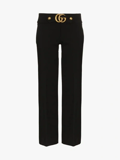 Shop Gucci Stretch Viscose Pant With Double G In Black