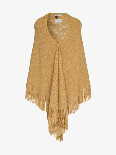 Shop Aessai Camel Merino And Linen Shawl Scarf In Yellow/orange