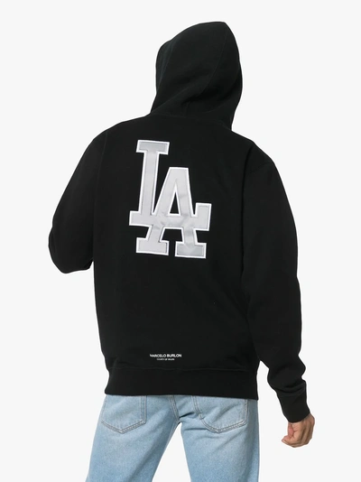 Shop Marcelo Burlon County Of Milan La Dodgers Cotton Hoodie In Black