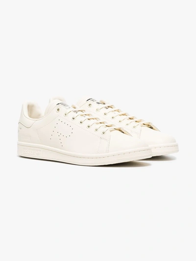 Shop Adidas Originals Adidas By Raf Simons White X Raf Simons Stan Smith Leather Sneakers In Nude/neutrals