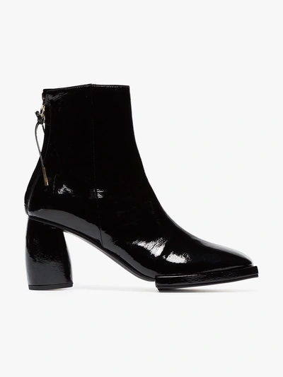 Shop Reike Nen Square Toe Patent Leather Ankle Boots In Black