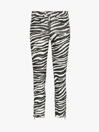 Shop Isabel Marant Étoile Black And White Alone Zebra Print Cotton Trousers