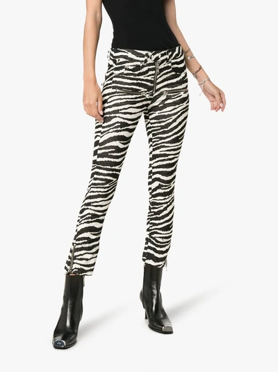 Shop Isabel Marant Étoile Black And White Alone Zebra Print Cotton Trousers