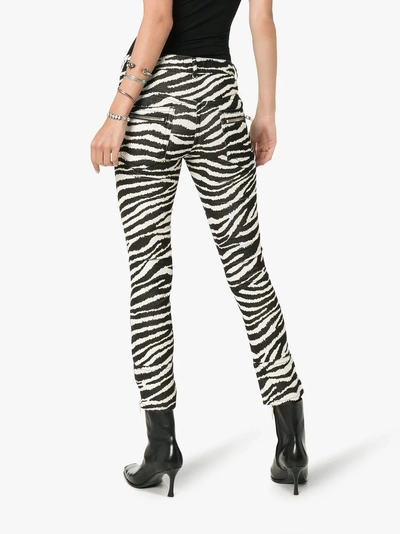 Shop Isabel Marant Étoile Black And White Alone Zebra Print Cotton Trousers