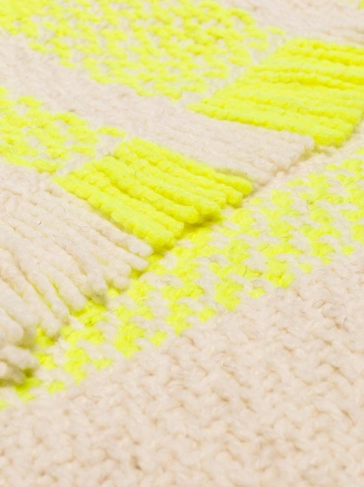 Shop Aessai Beige And Neon Yellow Grace Merino Wool And Linen Blanket In Nude/neutrals