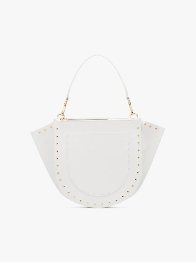 Shop Wandler White Hortensia Medium Leather Shoulder Bag