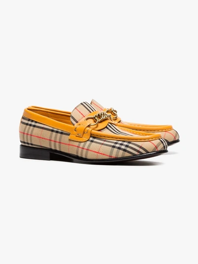 Shop Burberry The 1983 Check Link Loafer In Yellow/orange
