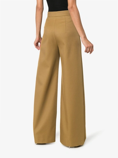 Shop Vika Gazinskaya Straight Wide Leg Wool Trousers In Green