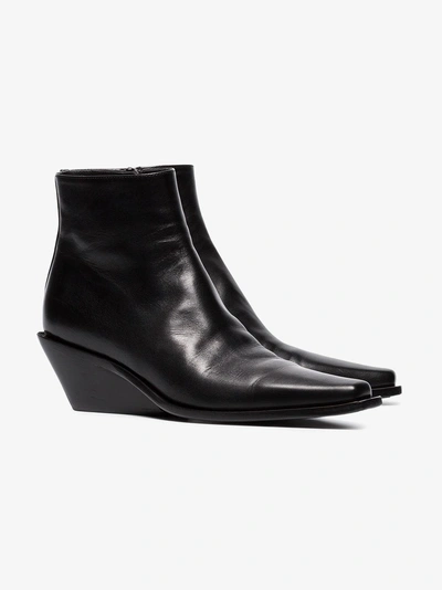 Shop Ann Demeulemeester 50 Leather Ankle Boots In Black