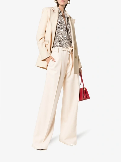 Shop Roland Mouret Gilroy Double-breasted Blazer In Nude/neutrals