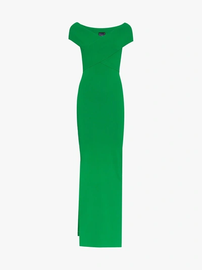 Shop Solace London Adina Off-the-shoulder Dress In Green