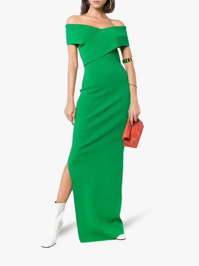 Shop Solace London Adina Off-the-shoulder Dress In Green
