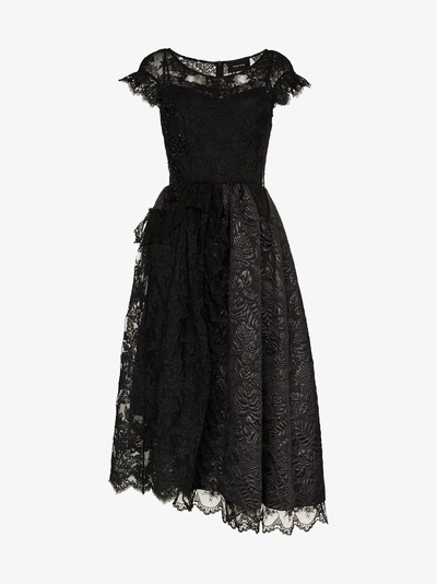 Shop Simone Rocha Short-sleeved Patchwork Lace Dress In Black