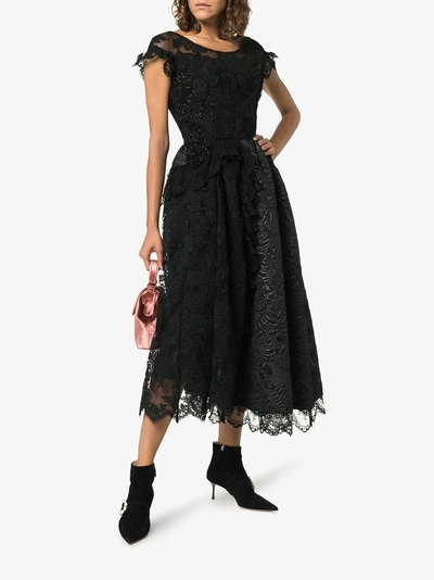 Shop Simone Rocha Short-sleeved Patchwork Lace Dress In Black