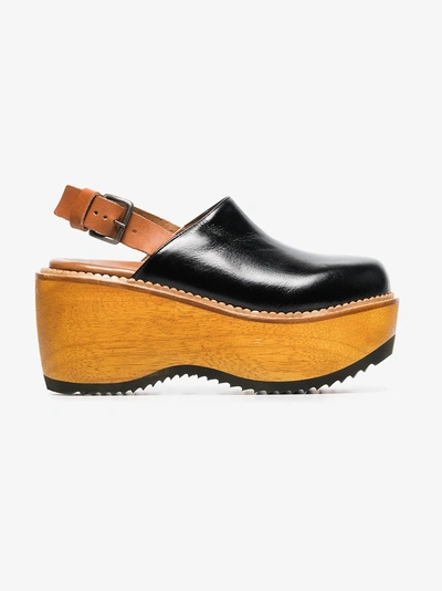 Shop Marni Leather Platform 80 Slingback Clogs In Black