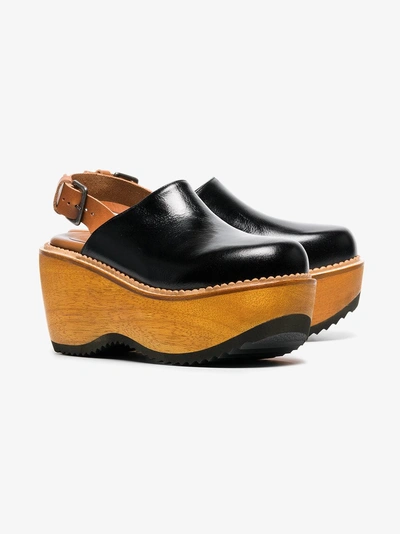 Shop Marni Leather Platform 80 Slingback Clogs In Black