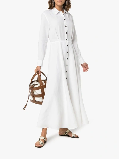 Shop Mara Hoffman Michelle Collared Linen Maxi Dress In White