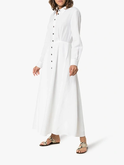 Shop Mara Hoffman Michelle Collared Linen Maxi Dress In White