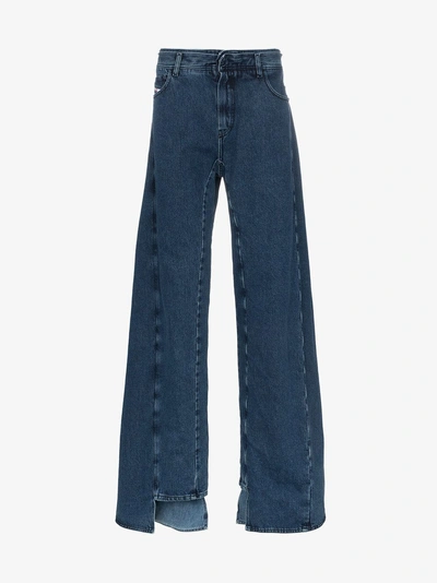 Shop Diesel Red Tag Decay Wide Leg Jeans In Blue