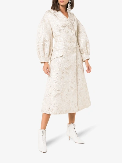 Shop Simone Rocha Mantel Mit Blattstickerei In Metallic