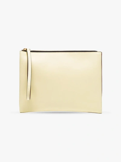 Shop Marni Red And Yellow Leather Clutch With Handle