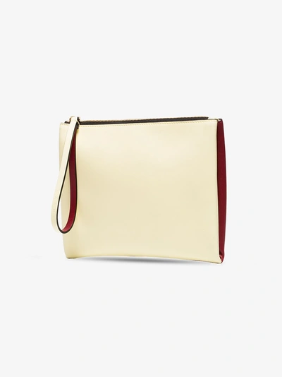 Shop Marni Red And Yellow Leather Clutch With Handle